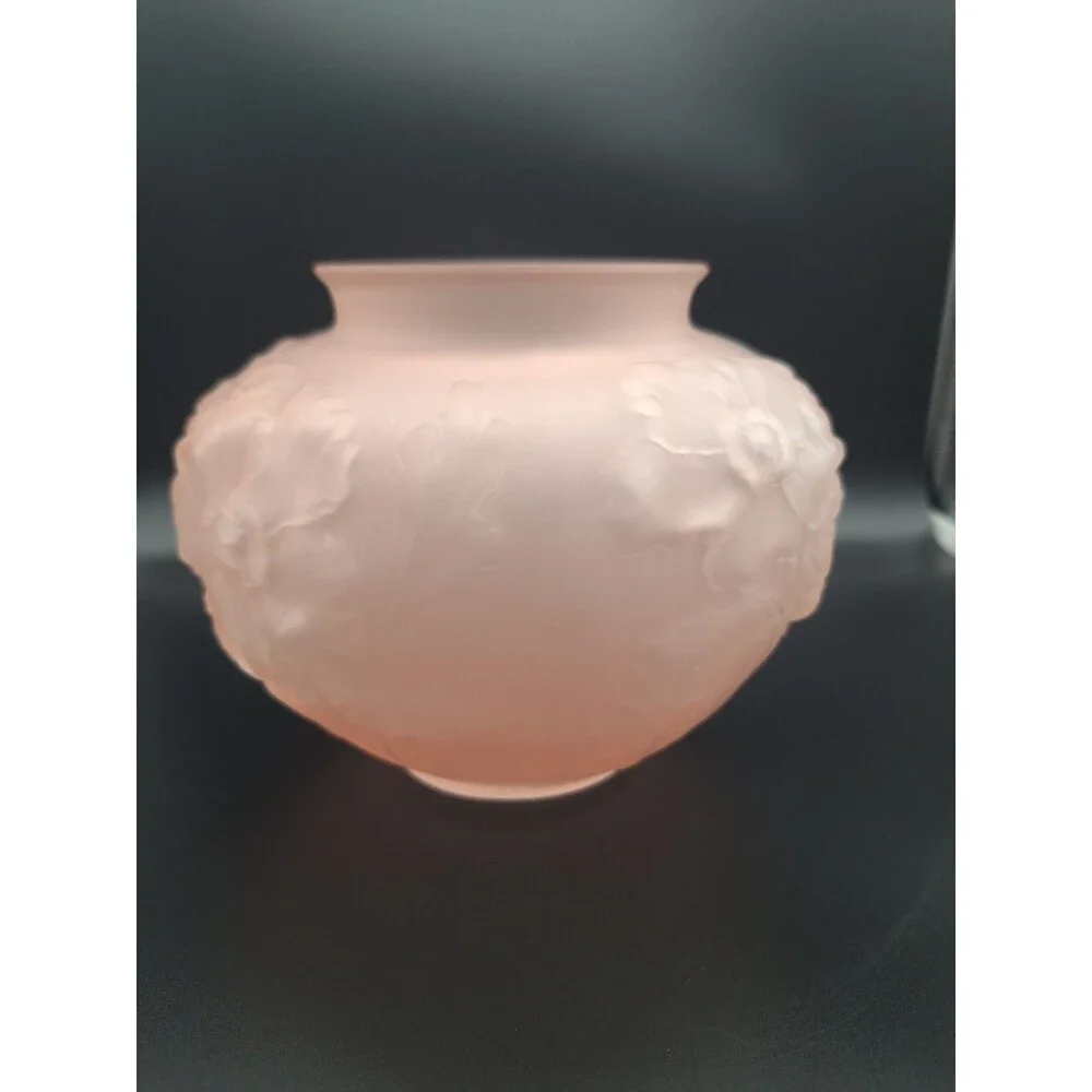 VTG Art Deco Footed Tiffin Pink Satin Glass Poppy Vase 6